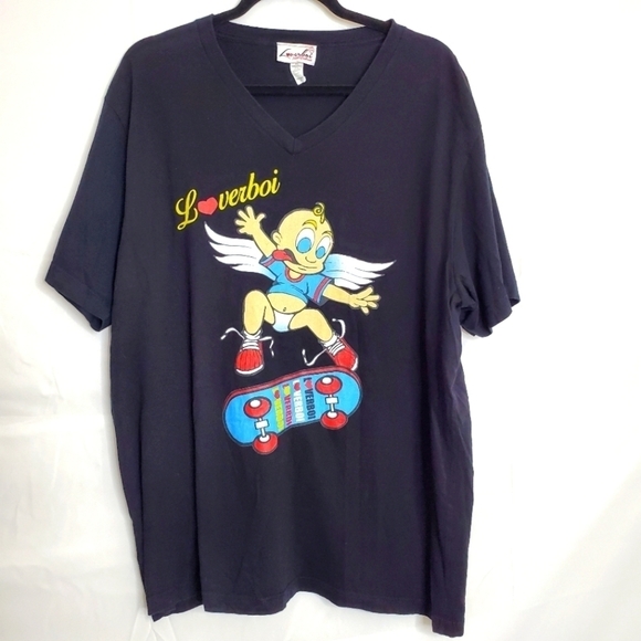 Instant Gratification Rare Loverboi Graphic Tee 2XL Cherub Wings Skateboard Y2K - Picture 1 of 8